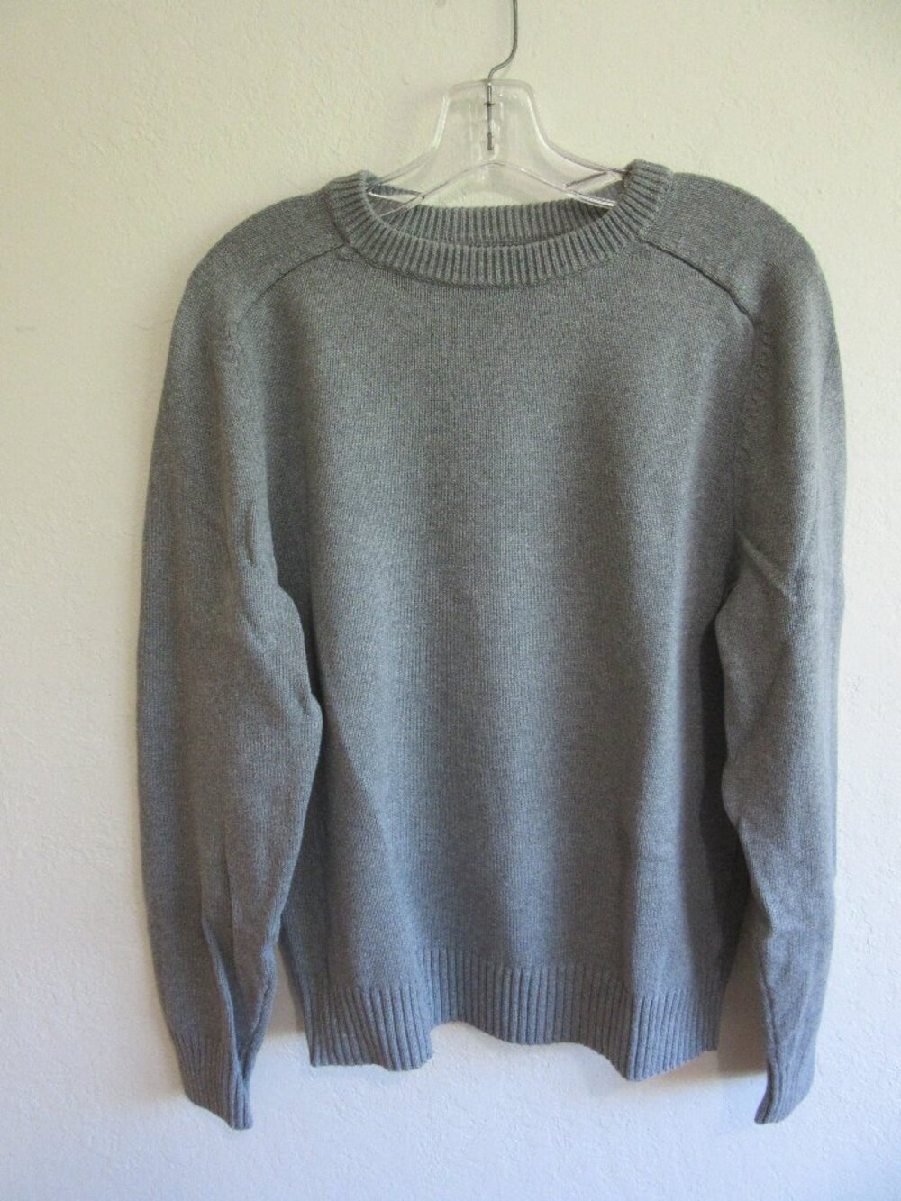 Knit for J. Crew Gray Knit M Pullover Cotton Crewneck Long Sleeve Sweater
